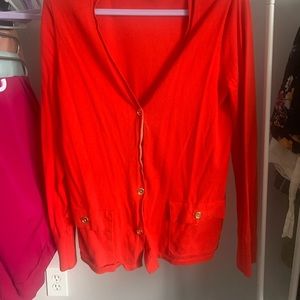 Red cardigan